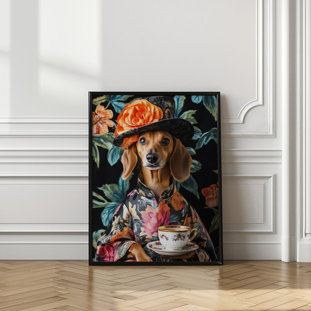 Teckel para la hora del té  ·  cuadro de decoración