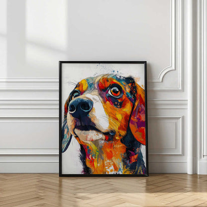 Perro salchicha abstracto colorido  ·  cuadro de decoración