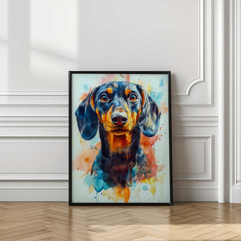 Dachshund abstracto y colorido  ·  cuadro de decoración