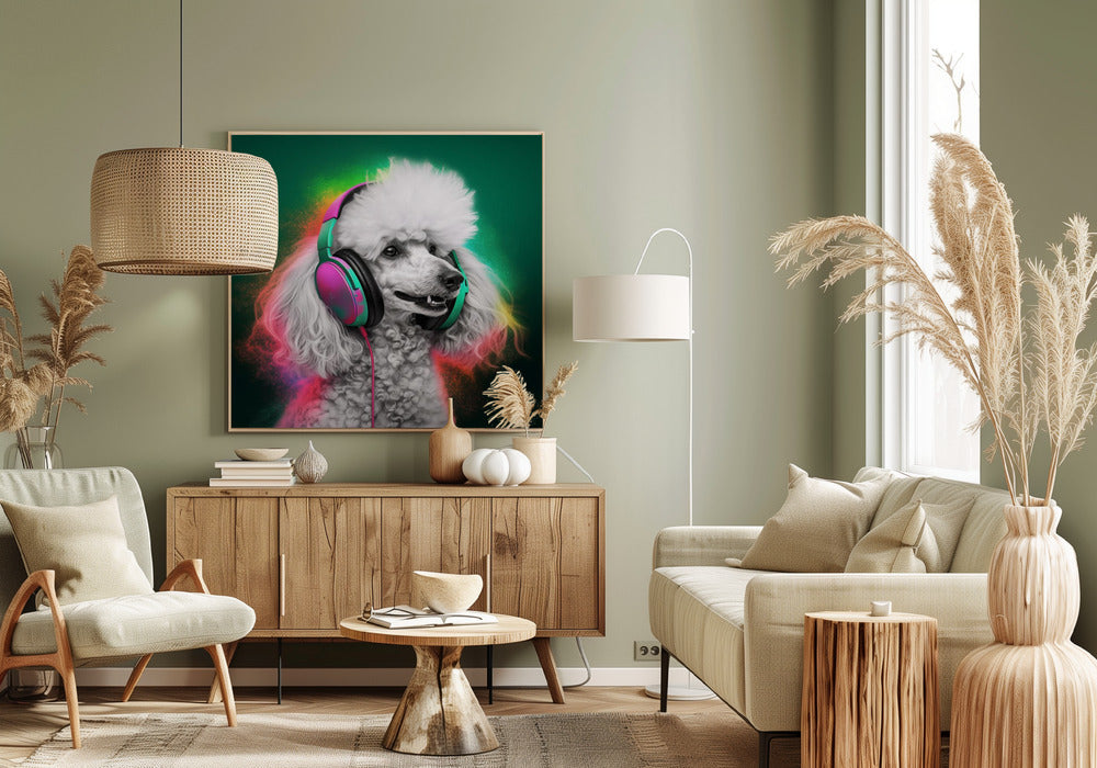 Arte de perro caniche de fiesta  ·  cuadro de decoración