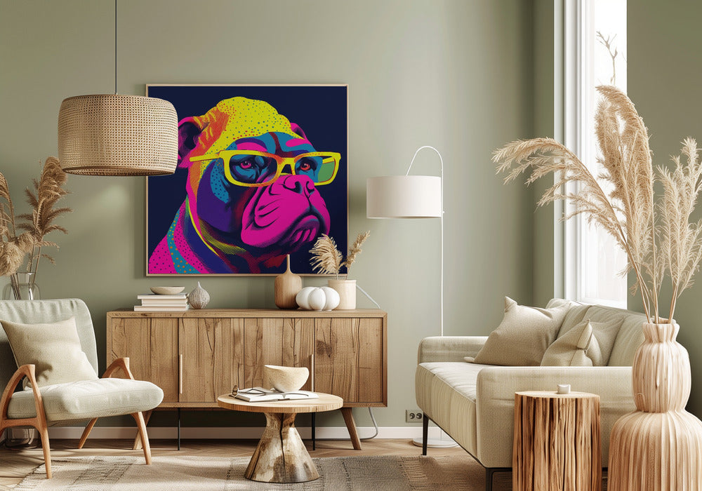 Bulldog de neón  ·  cuadro de decoración