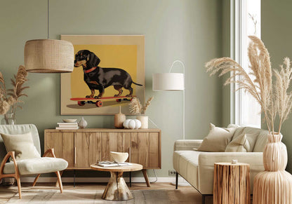 Dachshund patinador  ·  cuadro de decoración