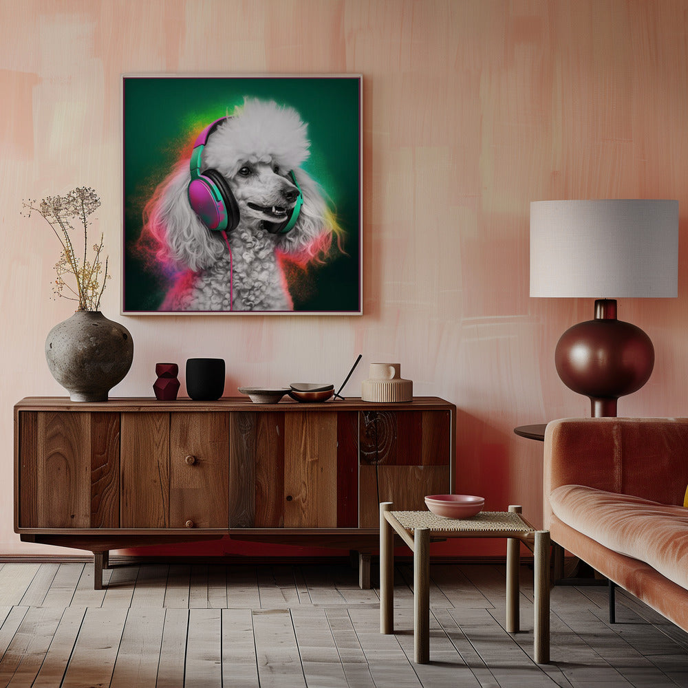 Arte de perro caniche de fiesta  ·  cuadro de decoración