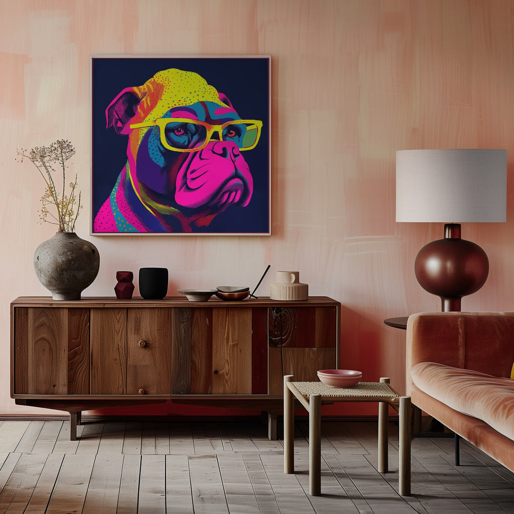 Bulldog de neón  ·  cuadro de decoración