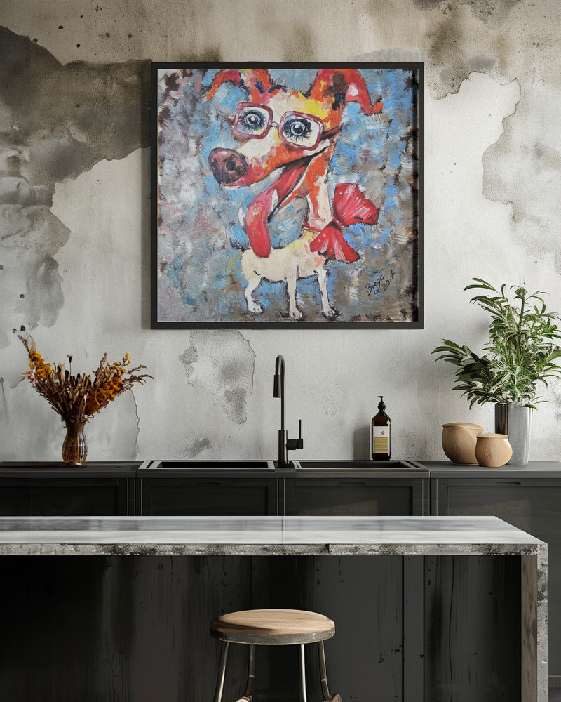 Perro Jack Russell sonriente  ·  cuadro de decoración