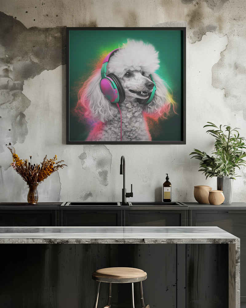 Arte de perro caniche de fiesta  ·  cuadro de decoración