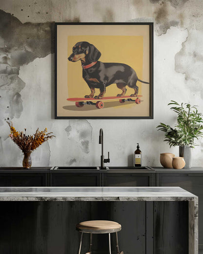 Dachshund patinador  ·  cuadro de decoración
