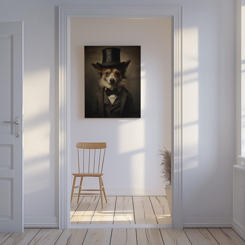 Perro con traje victoriano  ·  cuadro de decoración