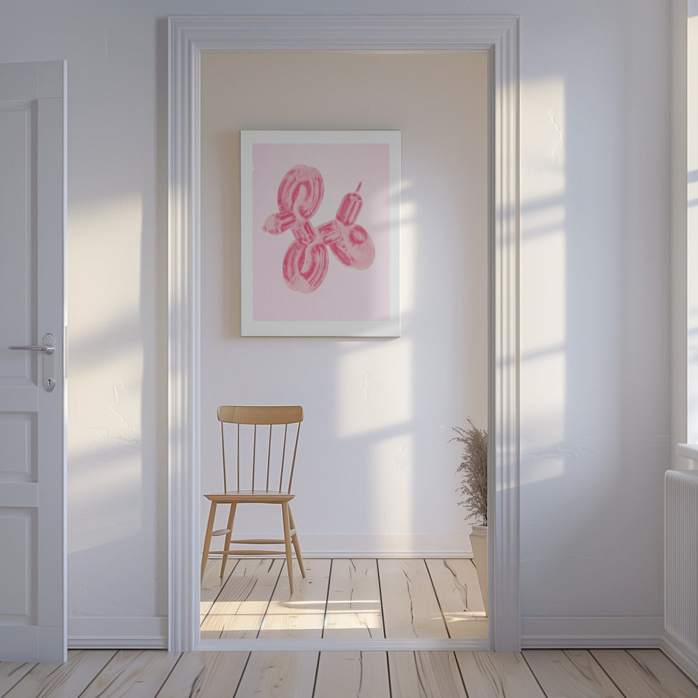 Perro globo rosa  ·  cuadro de decoración