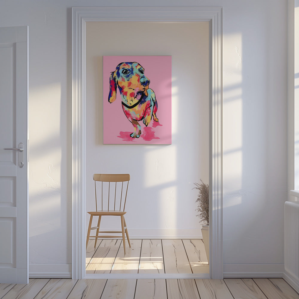 Perro salchicha multicolor  ·  cuadro de decoración