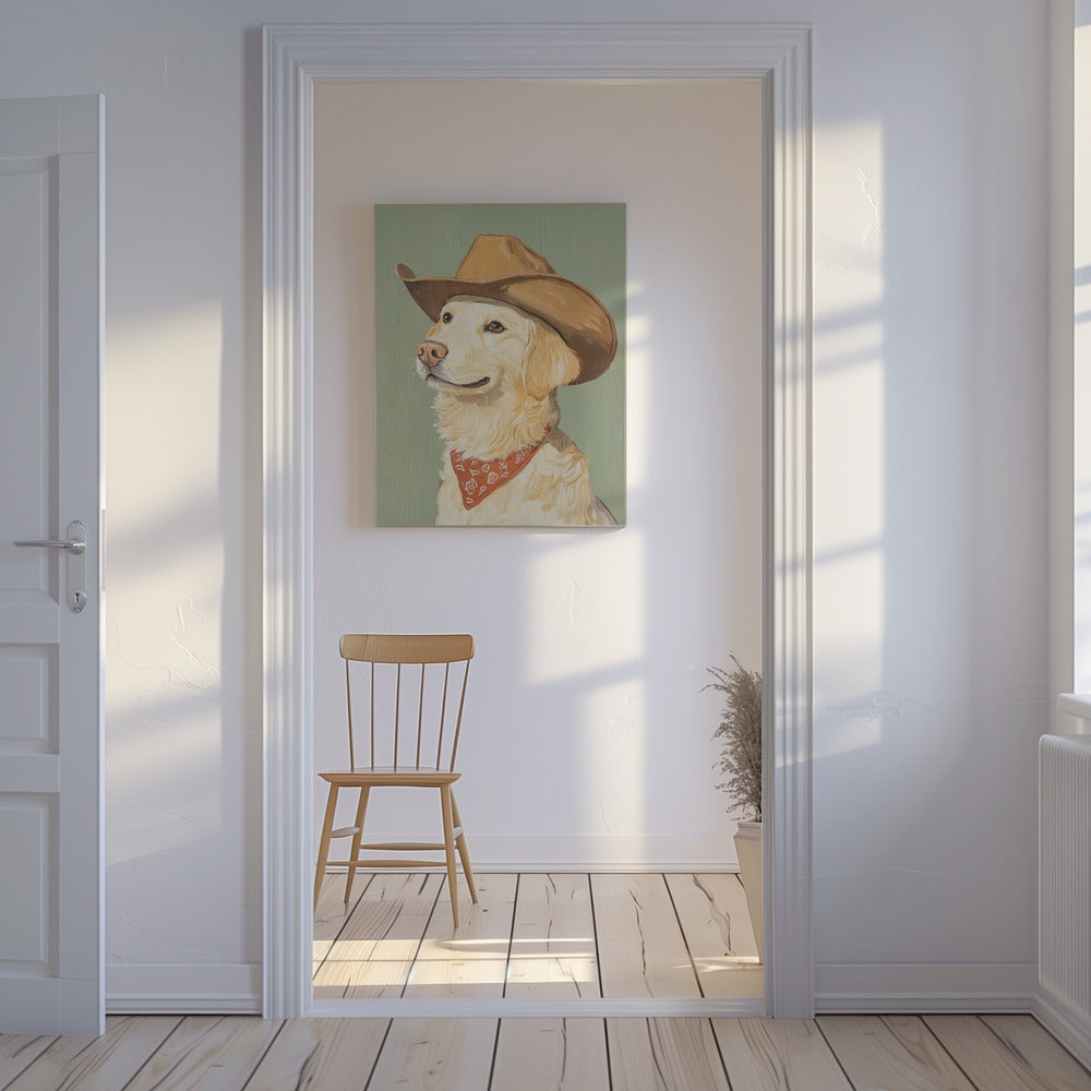 Vaquero Golden Retriever  ·  cuadro de decoración