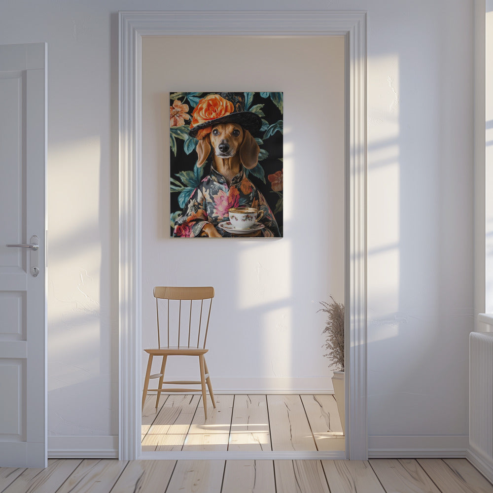 Teckel para la hora del té  ·  cuadro de decoración