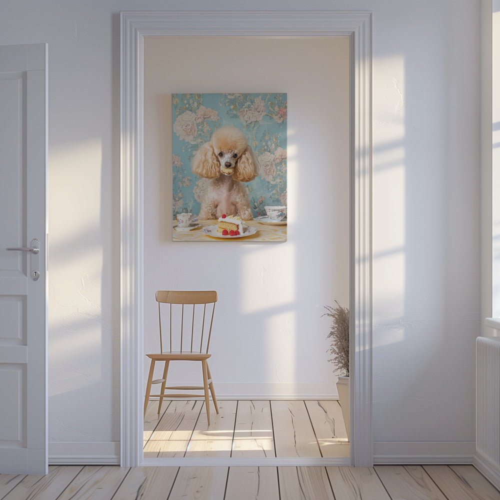 El caniche amante de los pasteles  ·  cuadro de decoración