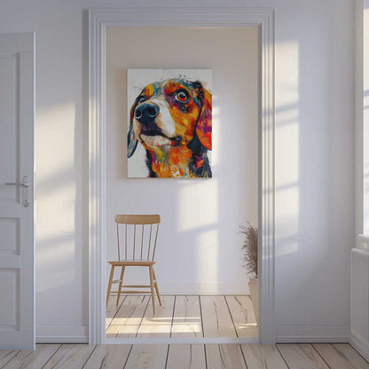 Perro salchicha abstracto colorido  ·  cuadro de decoración