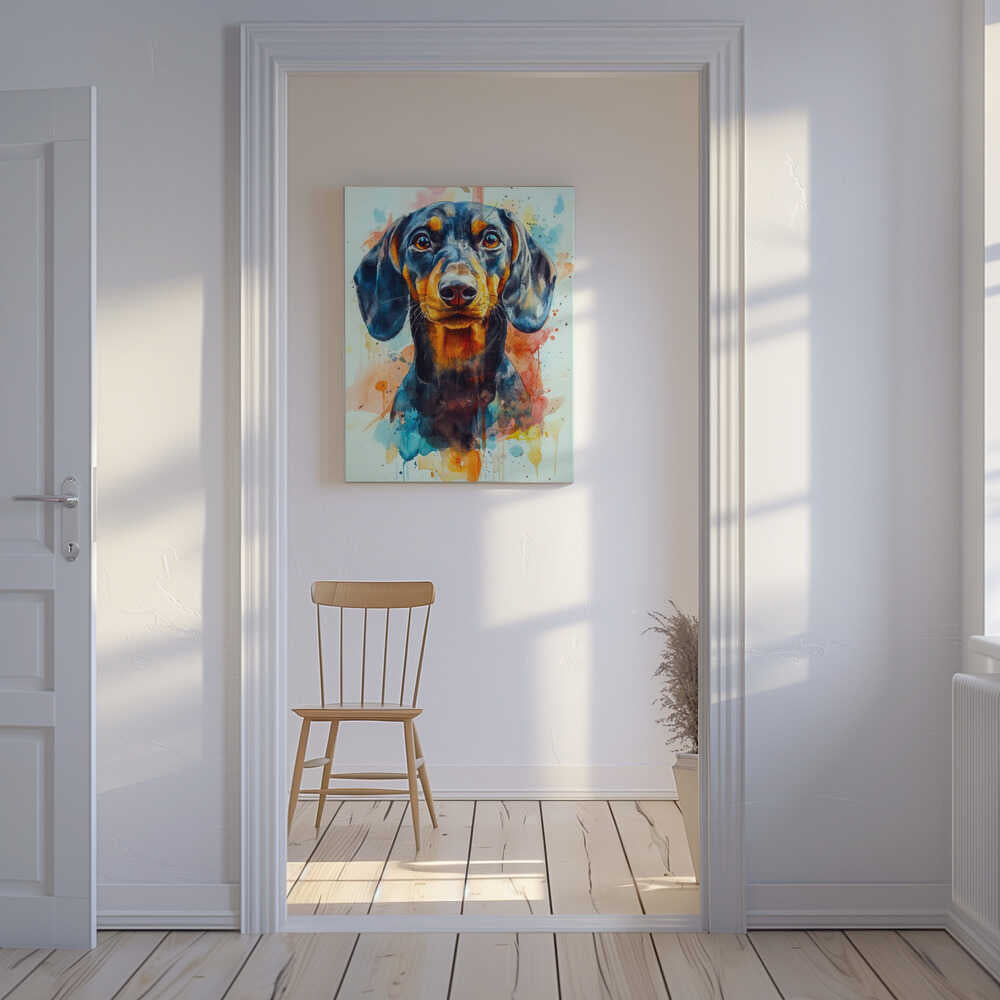 Dachshund abstracto y colorido  ·  cuadro de decoración