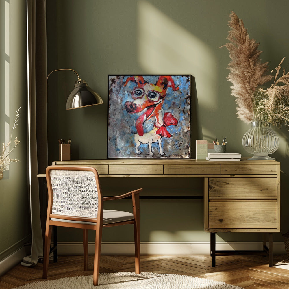 Perro Jack Russell sonriente  ·  cuadro de decoración