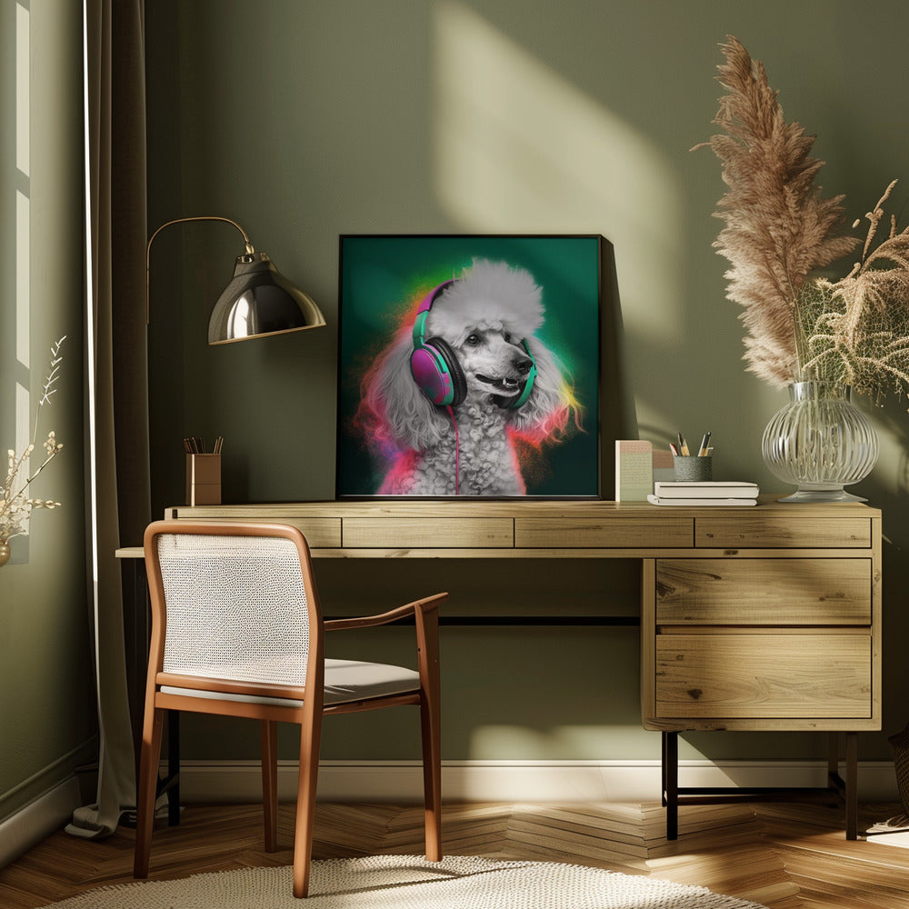 Arte de perro caniche de fiesta  ·  cuadro de decoración