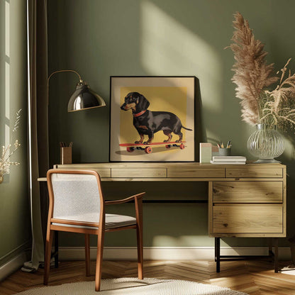 Dachshund patinador  ·  cuadro de decoración