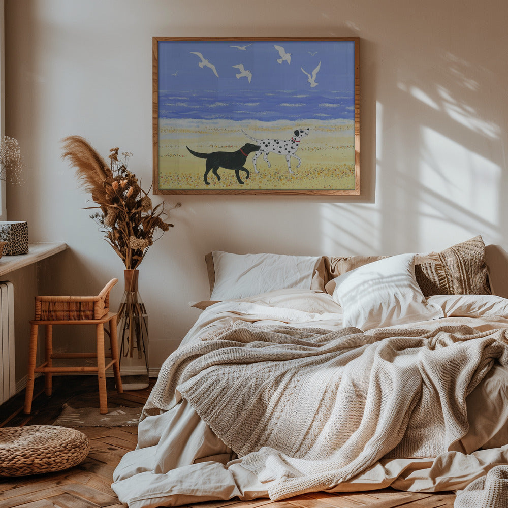 Un paseo por la playa con perros  ·  cuadro de decoración