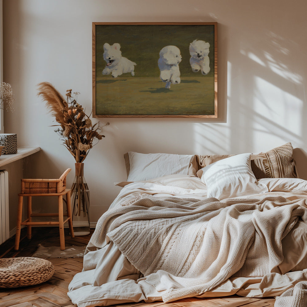 Tres perros corriendo  ·  cuadro de decoración