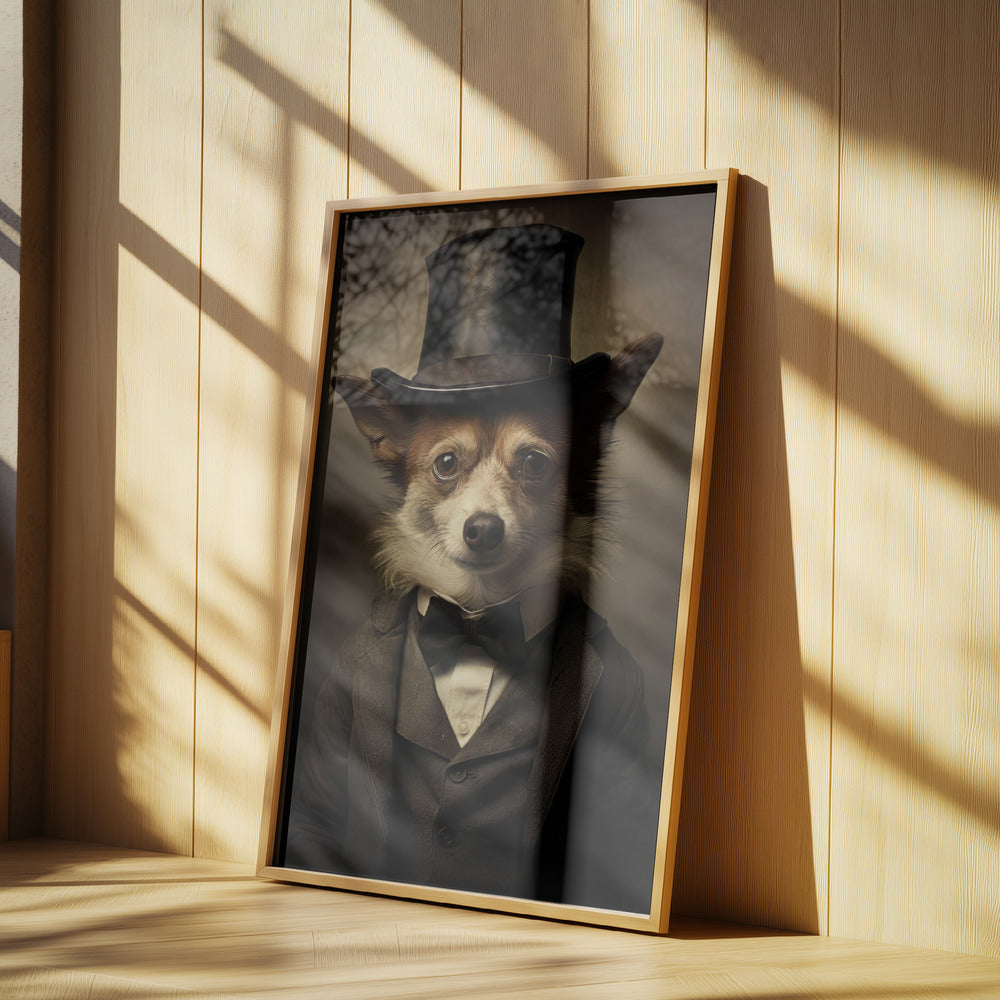 Perro con traje victoriano  ·  cuadro de decoración