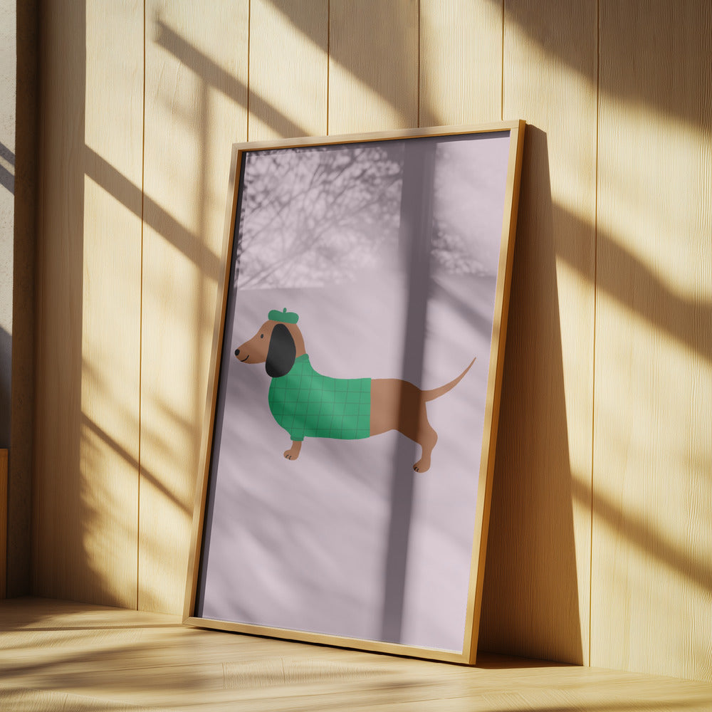 Teckel en verde  ·  cuadro de decoración