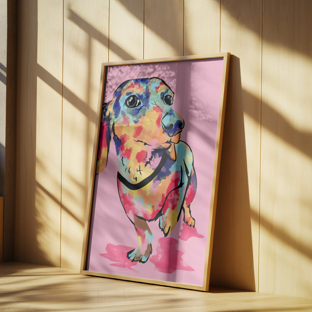 Perro salchicha multicolor  ·  cuadro de decoración