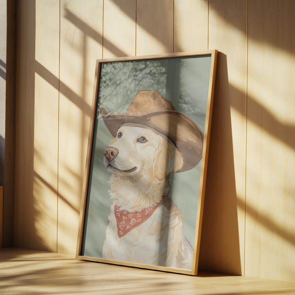 Vaquero Golden Retriever  ·  cuadro de decoración
