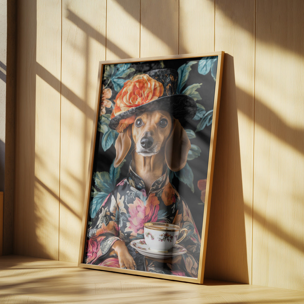 Teckel para la hora del té  ·  cuadro de decoración