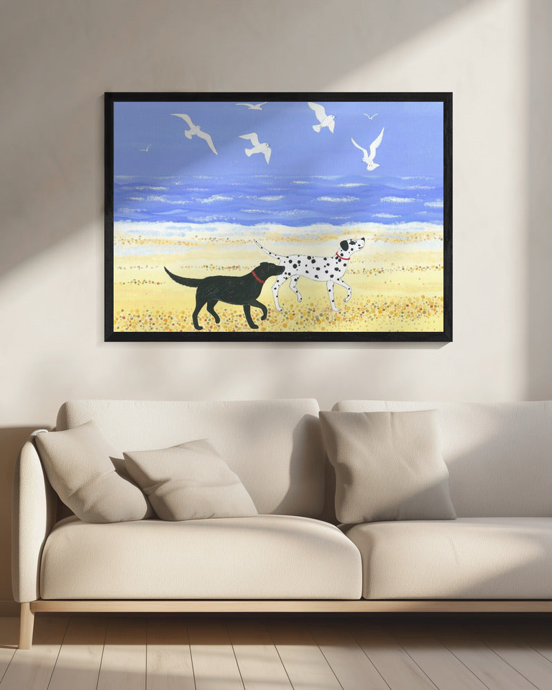 Un paseo por la playa con perros  ·  cuadro de decoración