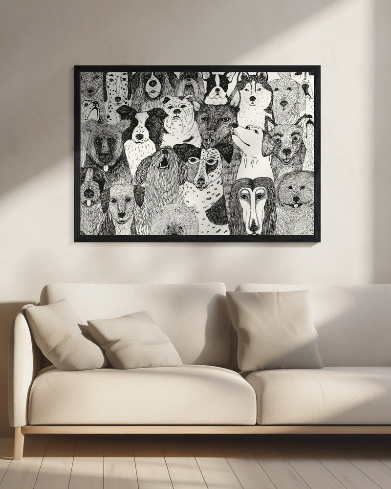 Caras de perros en blanco y negro  ·  cuadro de decoración