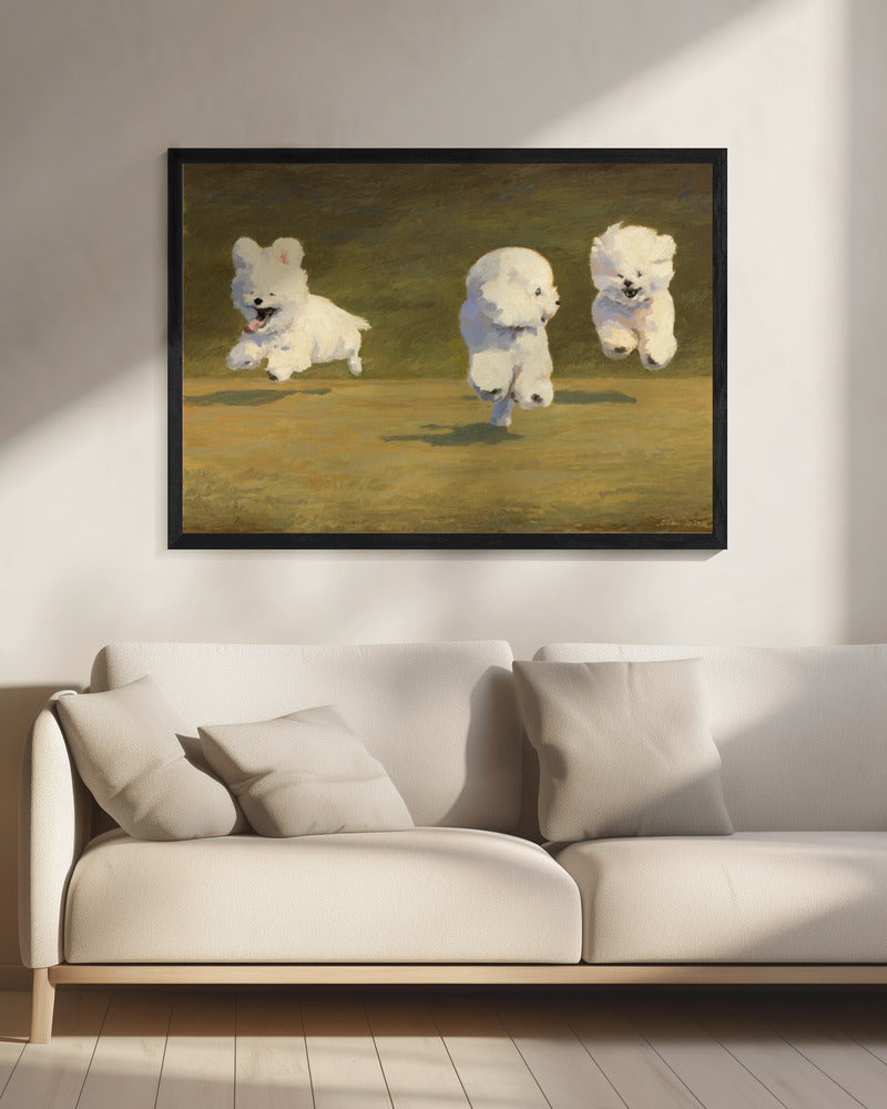 Tres perros corriendo  ·  cuadro de decoración
