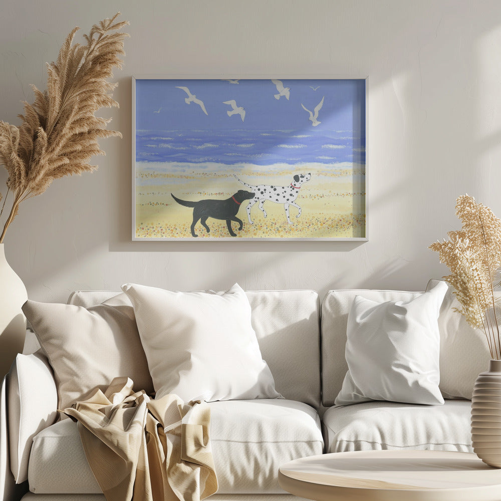 Un paseo por la playa con perros  ·  cuadro de decoración