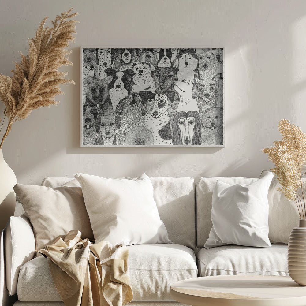 Caras de perros en blanco y negro  ·  cuadro de decoración