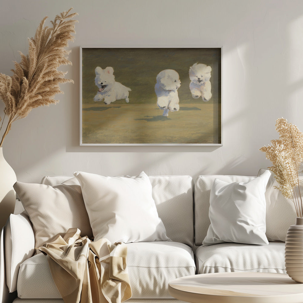 Tres perros corriendo  ·  cuadro de decoración
