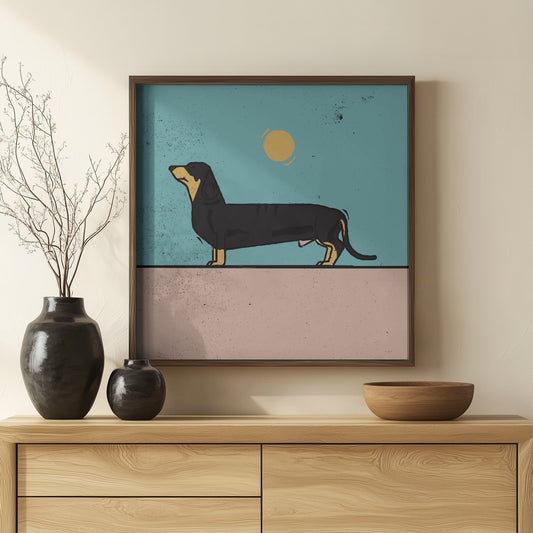 Dachshund al sol  ·  cuadro de decoración