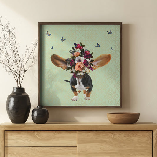 Gorro de flores de primavera para perro  ·  cuadro de decoración