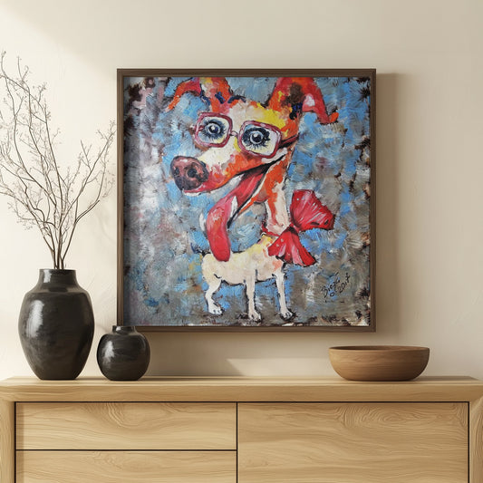 Perro Jack Russell sonriente  ·  cuadro de decoración