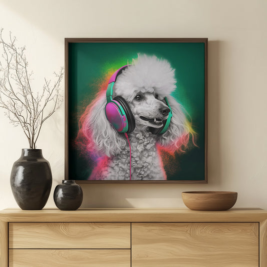 Arte de perro caniche de fiesta  ·  cuadro de decoración