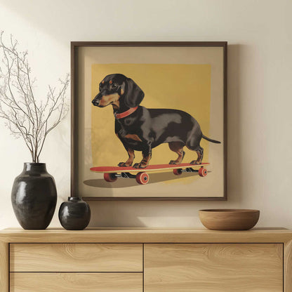 Dachshund patinador  ·  cuadro de decoración