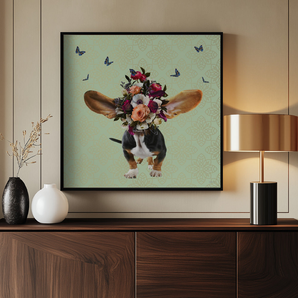 Gorro de flores de primavera para perro  ·  cuadro de decoración
