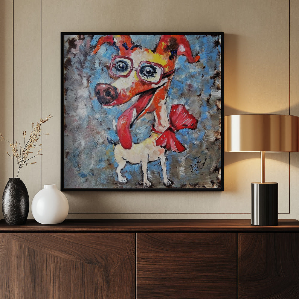 Perro Jack Russell sonriente  ·  cuadro de decoración