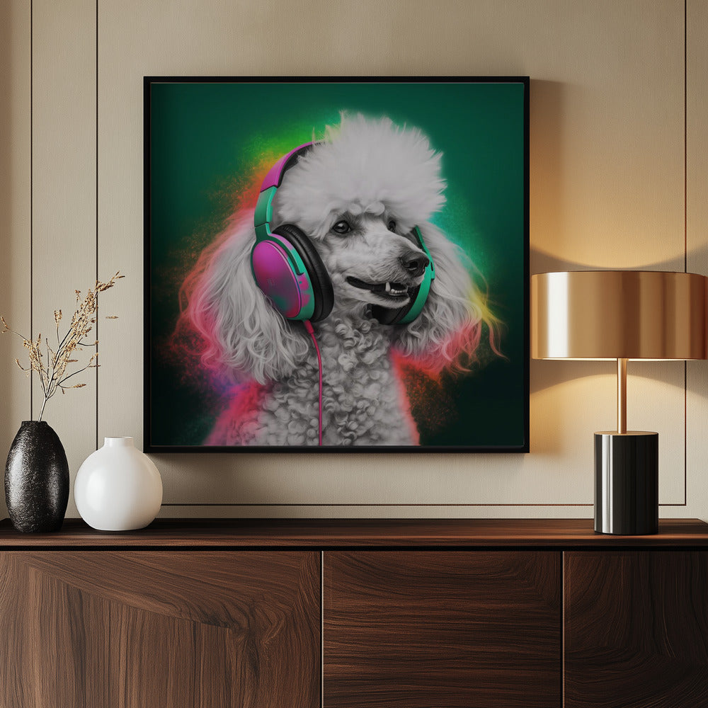 Arte de perro caniche de fiesta  ·  cuadro de decoración