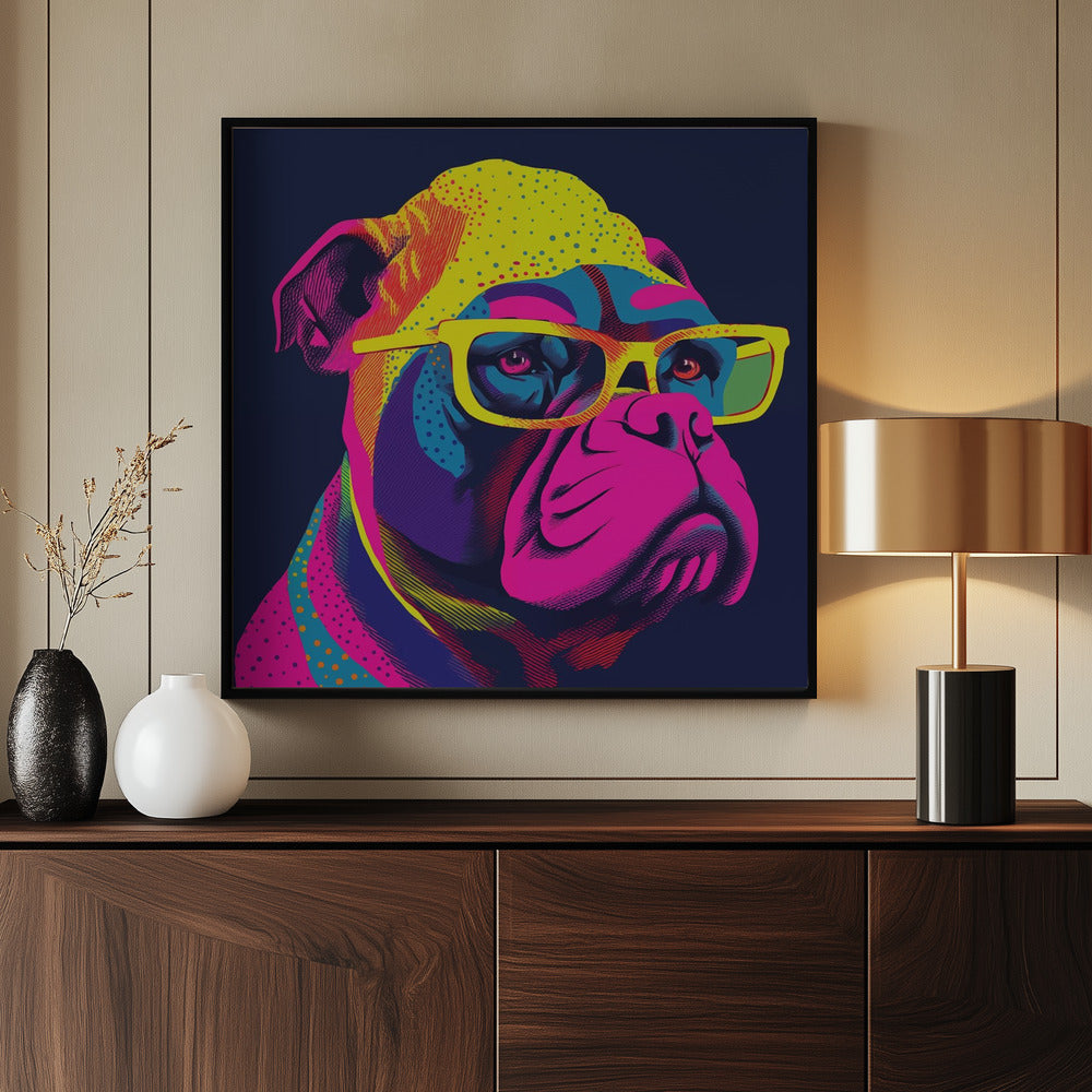 Bulldog de neón  ·  cuadro de decoración