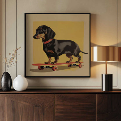 Dachshund patinador  ·  cuadro de decoración