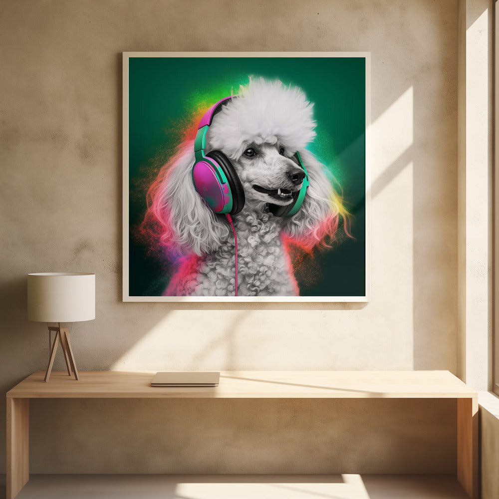 Arte de perro caniche de fiesta  ·  cuadro de decoración