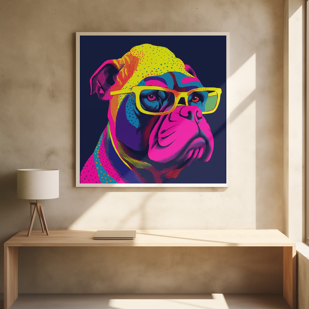 Bulldog de neón  ·  cuadro de decoración