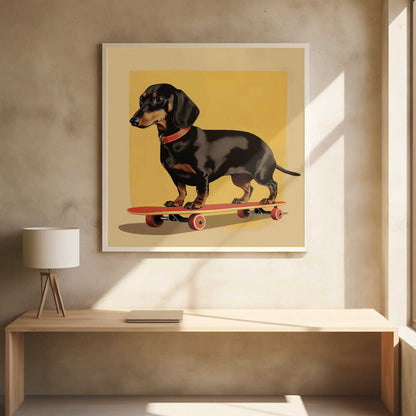 Dachshund patinador  ·  cuadro de decoración