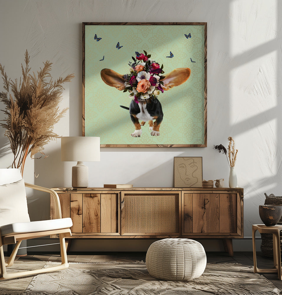 Gorro de flores de primavera para perro  ·  cuadro de decoración