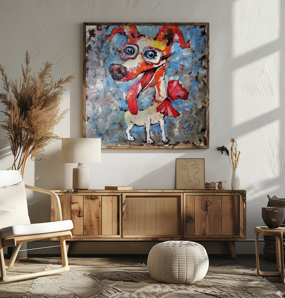Perro Jack Russell sonriente  ·  cuadro de decoración